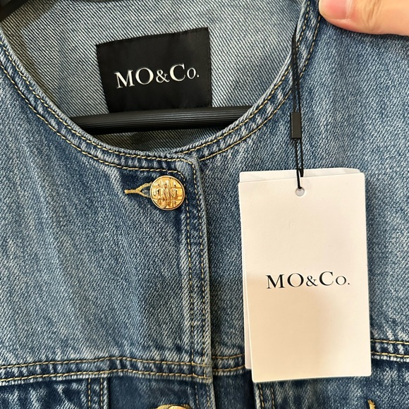 MO&Co. Women's Collarless Denim Jacket - Picture 7 of 7